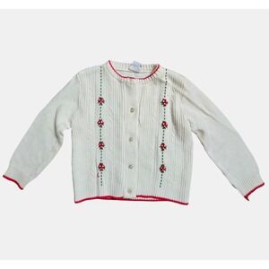 Vintage Nann-Knits Toddler Floral Embroidered Cardigan‎ Sweater 3T Dainty